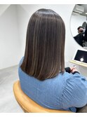 中明度グレージュハイライト_マチルダボブ_ピンクベージュ
