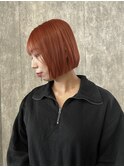 切りっぱなしボブ×オレンジカラー