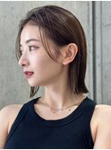 原宿ブリーチなしダブルカラーピンクベージュミディアムボブ20代