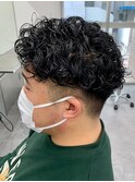ダークアッシュニュアンスパーマ韓国マッシュベリーショート
