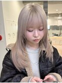 ダブルカラーホワイトミルクティーグレージュハッシュカット韓国