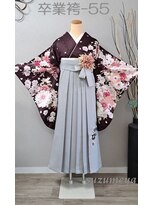 きものサロン すずめ屋&nbsp;レンタル番号　卒業袴-55　ラメ牡丹　　（袴、帯色変更可）
