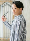 ≪mod's men≫ダークアッシュ七三オールバックセミウェットヘアQ