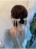 お団子ツイン／お呼ばれヘア／ヘアセット／結婚式／参列