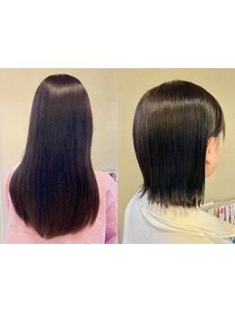 《素直な髪へ導く縮毛矯正》つやつや髪を実現する髪質改善☆地毛のようなストレートヘア◎