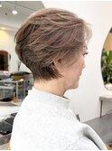 絶壁解消ショートヘア40代50代60台ピンクグレージュ脱白髪染め