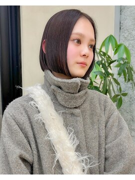 スニュウ(snuw) レイヤーボブマロンベージュインナーカラーブリーチなし