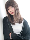 斜めバング×深みベージュ☆ツヤっぽ質感Jラインストレート♪