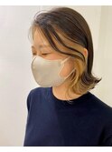 【航治郎】外ハネボブ/セクションカラー/ペールベージュ