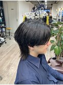 センターパート×ウルフカット