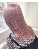 4956ベビーピンク艶髪ハイトーンカラー韓国ヘアホワイトピンク