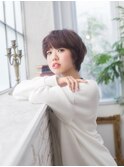 デザインカラー/シルキーベージュ/グレージュカラー/斜めバング