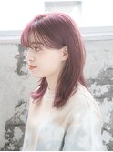 ピンクブラウンミディアムスタイル20代/30代/40代/50代/庭瀬