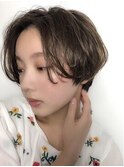 大人かわいいショートボブ【イルミナカラー】カーキグレージュ