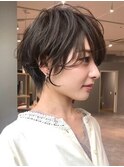 パーマで作るイメチェンショートボブ　白髪ぼかしハイライト