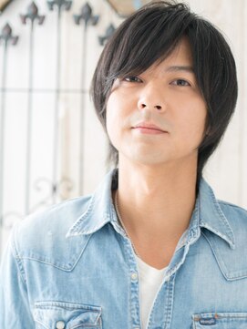 モッズヘア メン 新所沢店(mod's hair men) 爽やかアッシュブラック七三分け斜めバングショートe新所沢