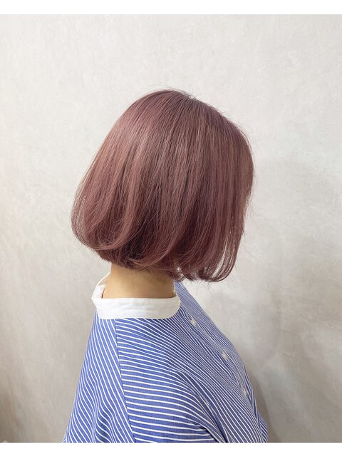 ミルクティーピンクベージュ×ワンカールボブ【TELAHAIR】