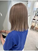 韓国風顔周りレイヤーカットミルクティーベージュブラウンカラー