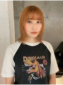 ＜abema＞オレンジベージュ  ハイトーン　顔まわりレイヤーボブ