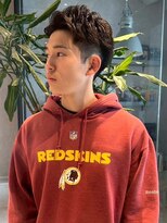 メンズサロン ブロック(Men's Salon bloc) 黒髪ショート ナチュラルパーマ ツーブロック アップバング