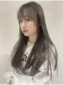 ヘーゼルグレージュレイヤーカットバタフライカットブリーチ岡山
