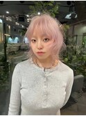 レイヤーカット/ハッシュカット/ホワイトピンク/ピンクカラー