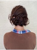 カールアップスタイル/シニヨン/波ウェーブ/結婚式/二次会/着物