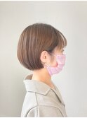 マロンベージュ　髪質改善ショートボブ