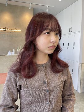 サンド 鹿児島中央(sand) @ayumi_sand ピンクブラウン　ミディアム