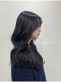 黒髪カタログ/小顔に見せるヘア/韓国ヘア/レイヤーカット