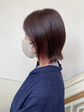 モリオ フロム ロンドン 成増店 【morio成増/一戸】切りっぱなしボブイヤリングカラーピンク