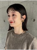 切りっぱなしタッセルボブワイドバング黒髪大人ボブ外ハネ