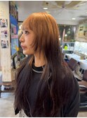 アプリコットオレンジショートカットウルフカット