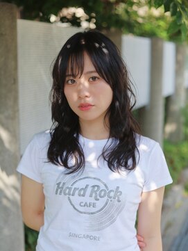 ベレッタ 枚方店(veretta.) 黒髪/シースルーバング/セミロング/ウェーブロング/夏スタイル