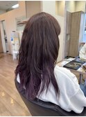 大人女性のパープルインナーカラー