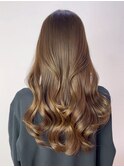 韓国ヘアロング顔周りレイヤーココアベージュ_ba571403