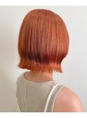 デザインカラー透明感オレンジ×ぱつっとボブ9.22