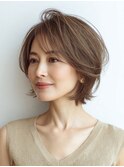 白髪ぼかし脱白髪染め似合わせショートボブ40代50代60代
