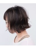 ワンレン 切りっぱなしボブ グレージュ