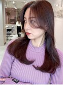 ブリーチなしチョコレート色×前髪/顔周り×韓国ロング[新宿]
