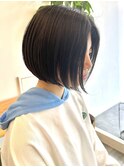 小顔カットショートボブ大人可愛いアッシュオリーブ