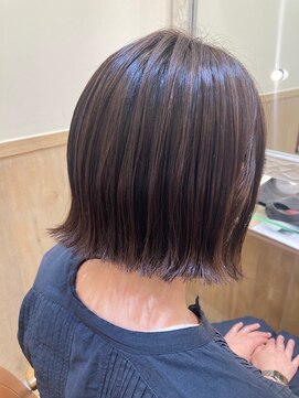 オリーブスバイネオリーブ(Olive's by neolive) ボブルフ_ネビージュ_小顔_ワンレン_黒髪_白髪ぼかし_前髪 V