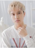 ブリーチデザイン波打ちパーマ金髪マッシュa上尾10代20代30代