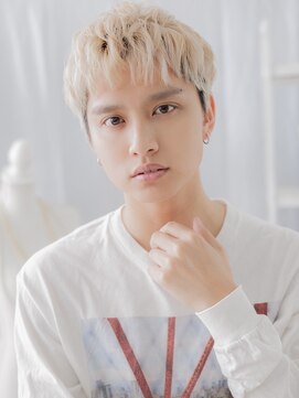 カバーヘア 上尾西口店(COVER HAIR) ブリーチデザイン波打ちパーマ金髪マッシュa上尾10代20代30代