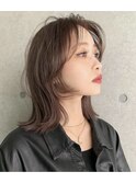 レイヤーボブレイヤーカットミディアムレイヤーグレージュ