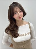 シースルーバング ロングヘア 透け感ブラウン