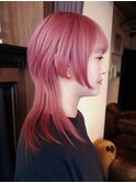 モードレイヤーハッシュカットクリアピンクベージュくびれカット