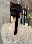 カチモリヘア/シニヨンヘア/リボンヘア/ヘアセット/お呼ばれヘア