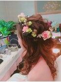 梅田セットサロンRicco 結婚式二次会ハーフアップヘアアレンジ