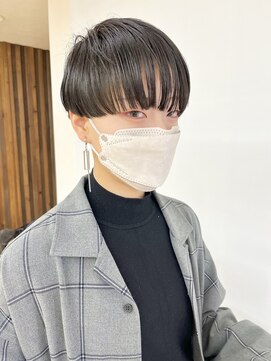 クオリス 上板橋店(QUALIS) マッシュ★刈り上げオリーブカラーツヤ髪ショートヘア10代20代